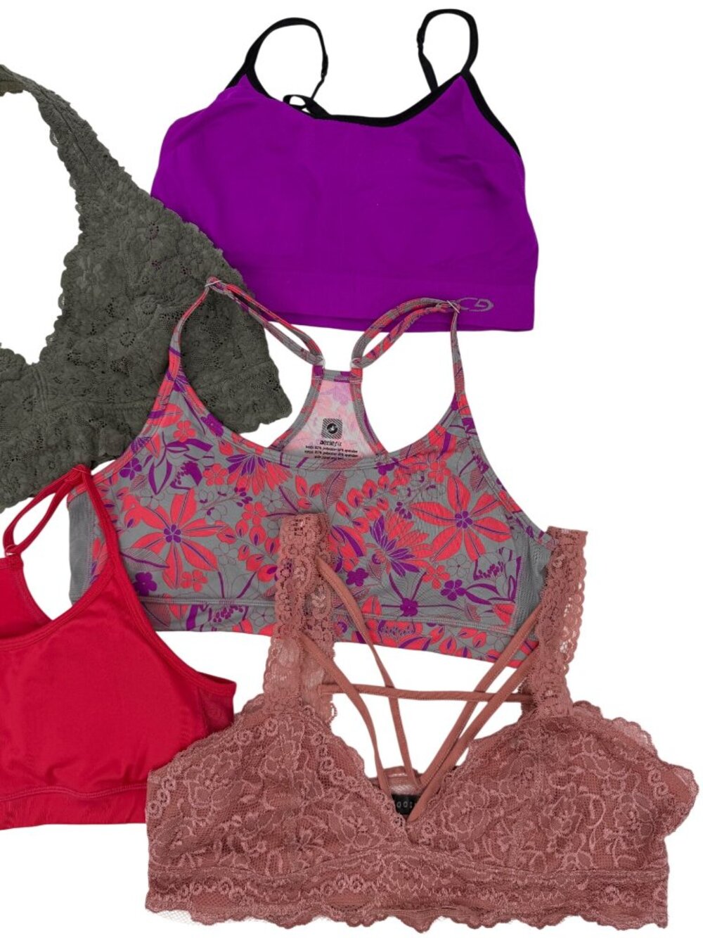 VTG Bundle Of 4 Sports Bras & 2 Lace Bralettes L| Athliesure Coquette Whimsigoth - Picture 8 of 16
